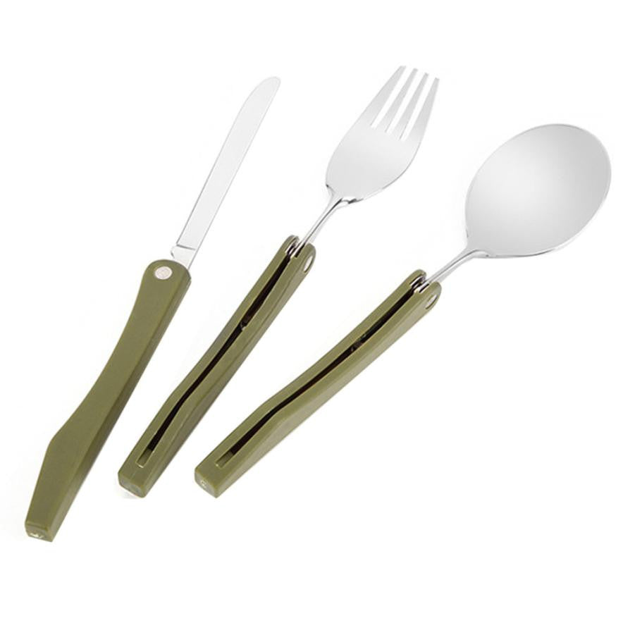 3pc/set Lightweight Portable Outdoor Camping Stainless Steel Utensils