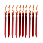 10 Piece Aluminum Alloy Tent Nail Pegs with Rope